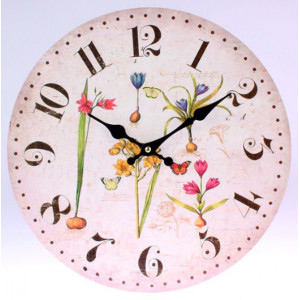 Clock made of wood MDF flowers and butterflies. Fi 30 cm