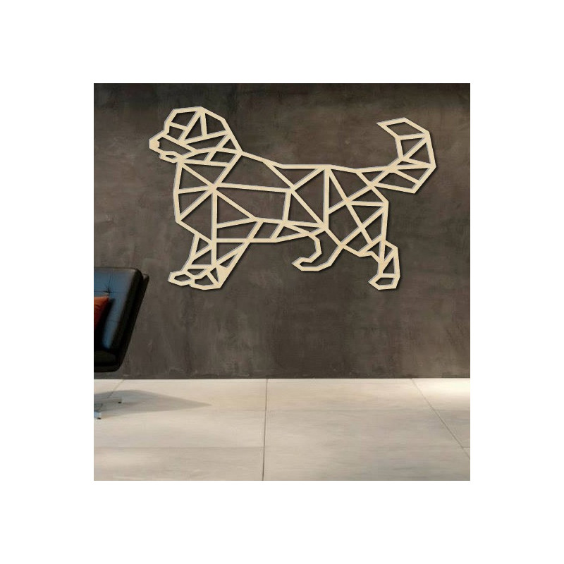 STYLESA Rzeźbiona obraz na ścianie psa ze sklejki PR0230 czarny
