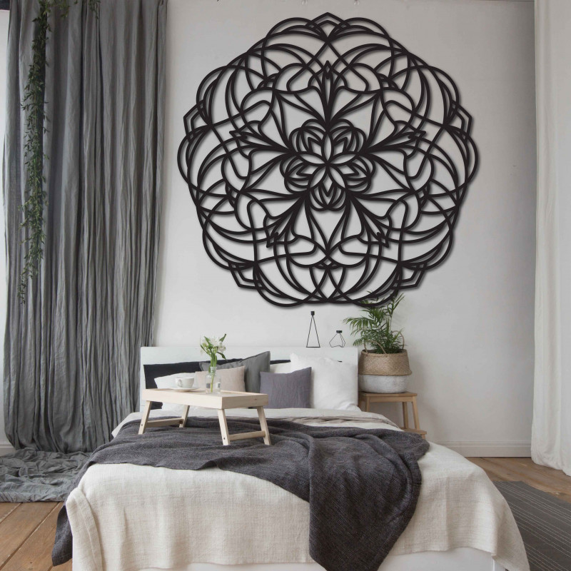 Kwiat rzeźbiona mandala drewniane zdjęcie na ścianie ze sklejki