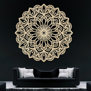 Rzeźbiony kwiat drewniany obraz mandali na ścianie ze sklejki