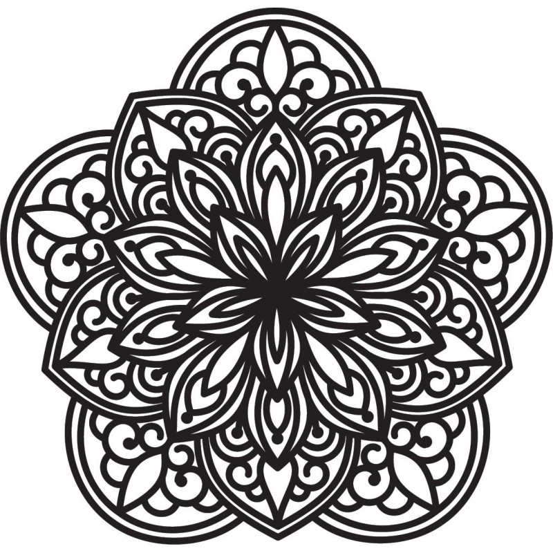 Kwiat Rzeźbiony Mandala Drewniana Sklejka Obraz Ścienny