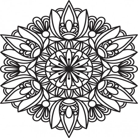 Rzeźbiona mandala malowana na drewnie na sklejce, ściana różana