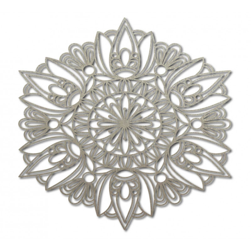 Rzeźbiona mandala malowana na drewnie na sklejce, ściana różana