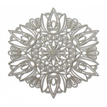 Rzeźbiona mandala malowana na drewnie na sklejce, ściana różana