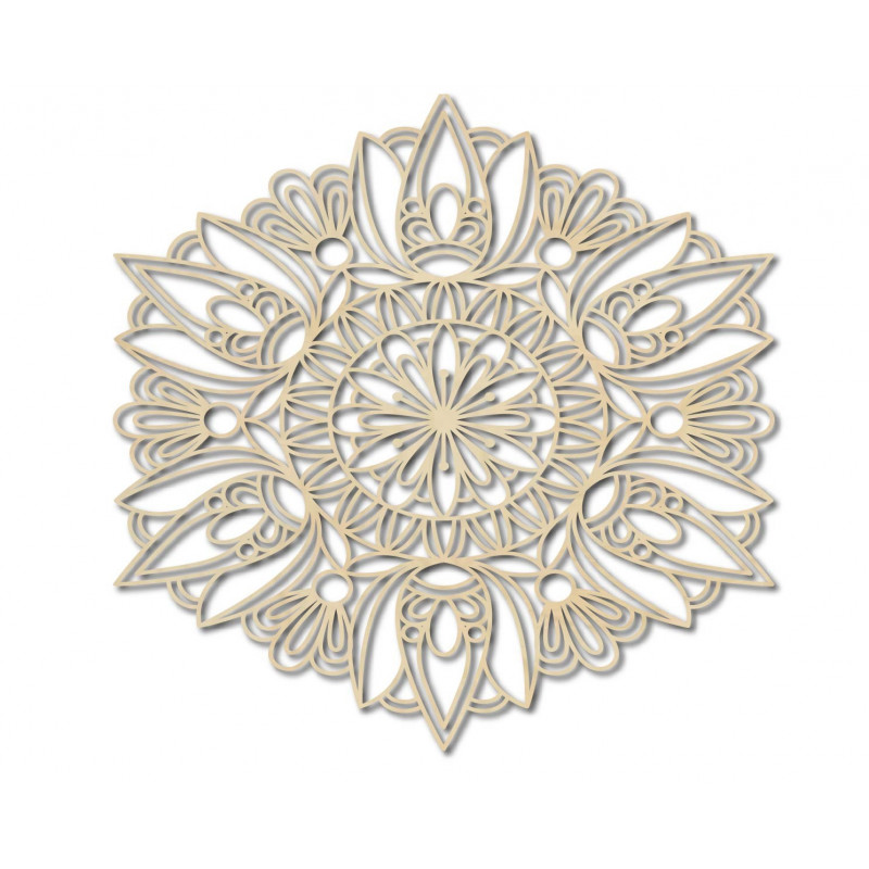 Rzeźbiona mandala malowana na drewnie na sklejce, ściana różana