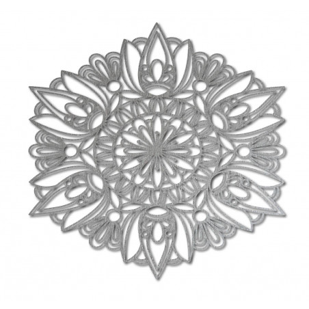 Rzeźbiona mandala malowana na drewnie na sklejce, ściana różana