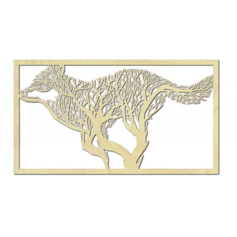 Rzeźbiony obraz na ścianie psa wykonany ze sklejki drewnianej. Nowoczesne malowanie psa