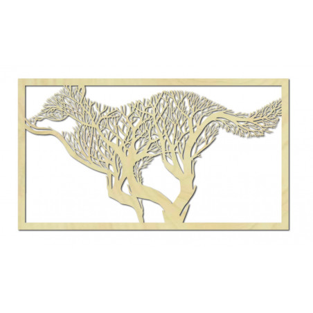 Rzeźbiony obraz na ścianie psa wykonany ze sklejki drewnianej. Nowoczesne malowanie psa