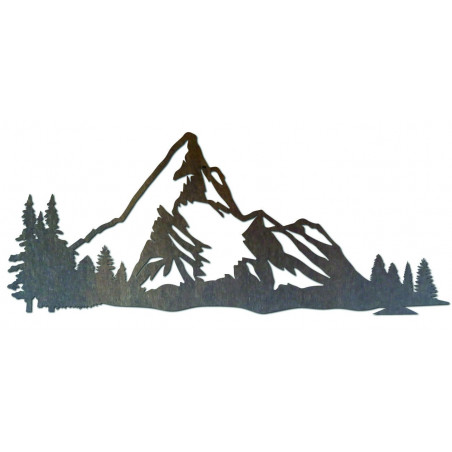 Malowidło ścienne z motywem gór wykonane z drewnianej sklejki